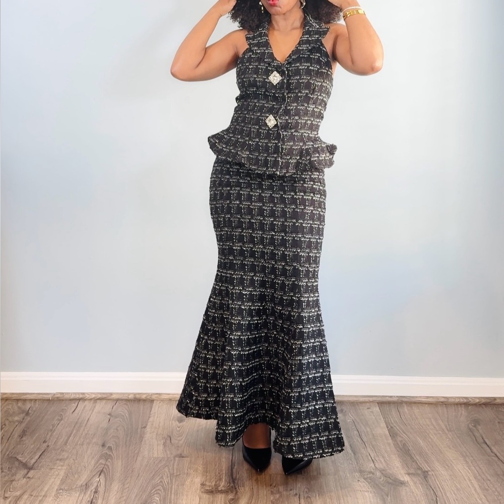 Miss Rossier “Axelle” Black Checked Tweed Set – NWT (Runs Small)